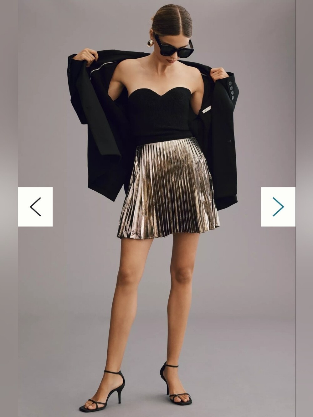 Maeve Metallic Pleated Skirt